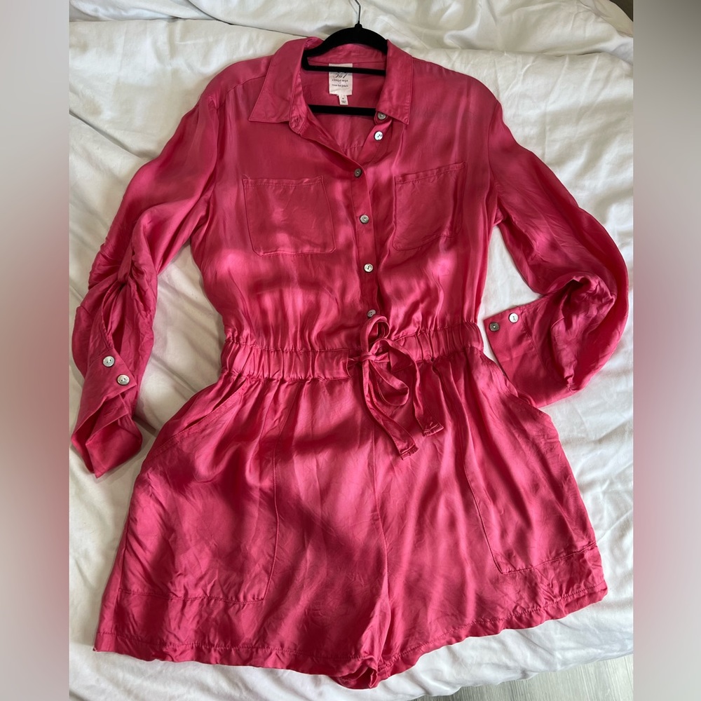 Cinq a Sept pink button down romper